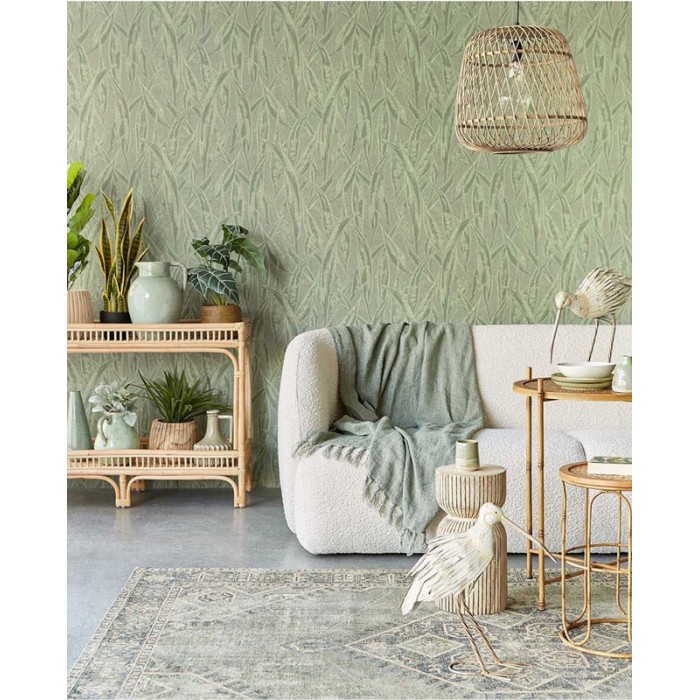 Papeldecor|Papel pintado floral verde estilo escandinavo|Papel Pintado