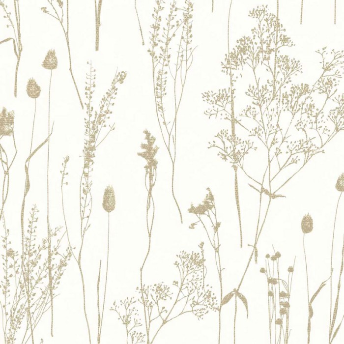 Papeldecor|Papel pintado floral blanco con ramas estilo escandinavo|Papel Pintado