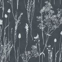 Papeldecor|Vliestapete Skandinavisch mit Wildpflanzen Hintergrund Nachtblau|Tapeten
