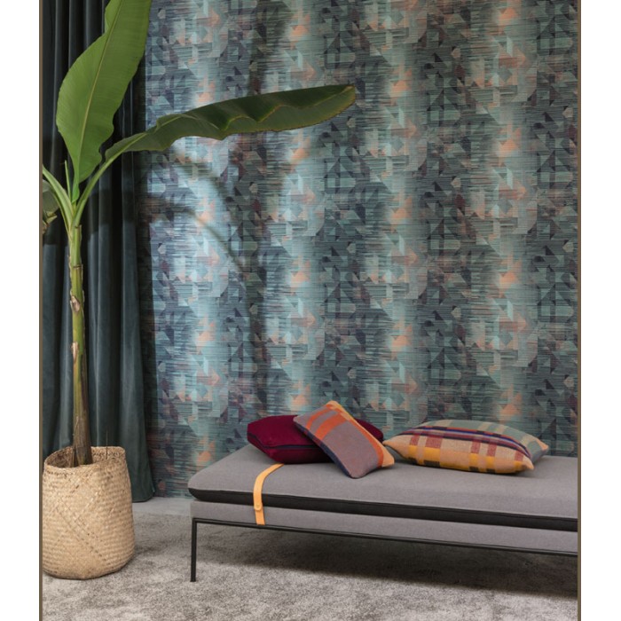 Papeldecor|Tapete Moderne abstrakte Formen Grün mit Kupferakzenten|Tapeten