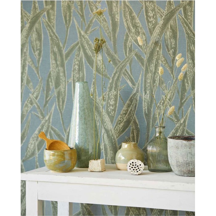 Papel pintado floral escandinavo beige arena y blanco -  220-5270