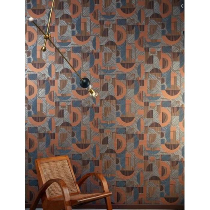 Papeldecor|Wallpaper geometric modern green with metallic details|Wallpaper