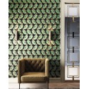 Papeldecor|Papier peint motifs rétro bleu et brun|Papier Peint