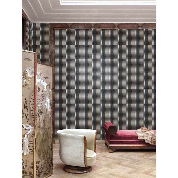 Papeldecor|Retro modern style wallpaper with vertical stripes and optical illusion|Wallpaper