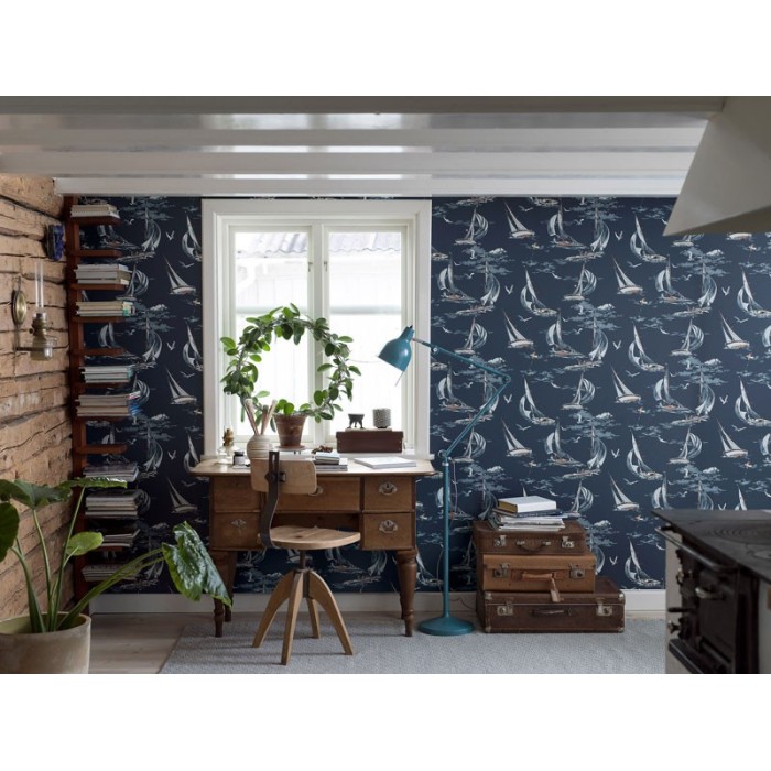Papel pintado veleros náutico azul - Borastapeter Marstrand II 8853