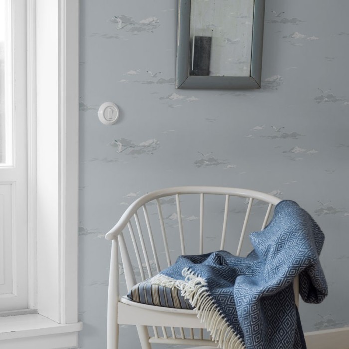 Borastapeter|Papel pintado paisaje marino gaviotas azul suave|Papel Pintado