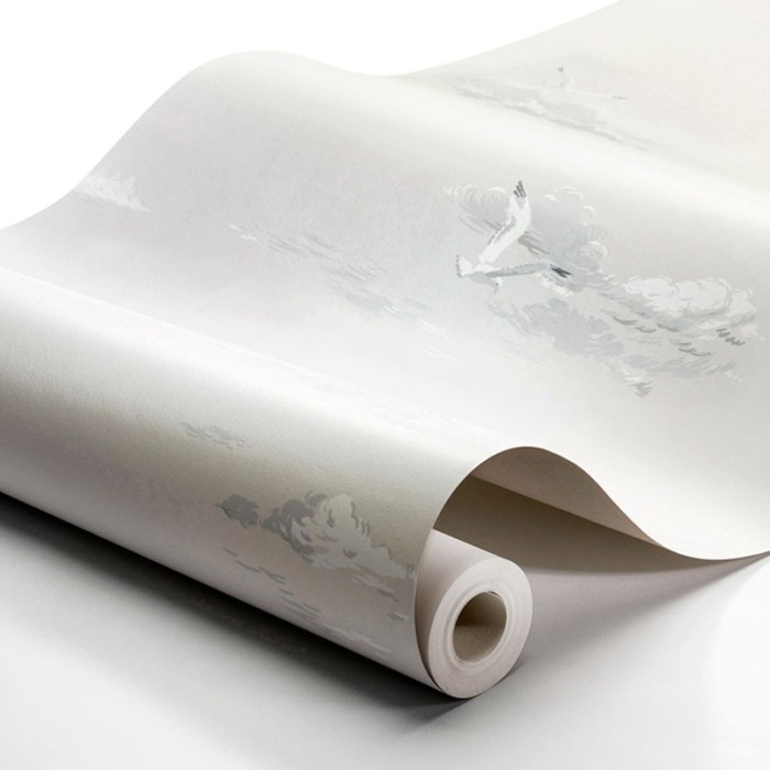 Borastapeter|Papel pintado paisaje marino gaviotas elegante gris claro|Papel Pintado