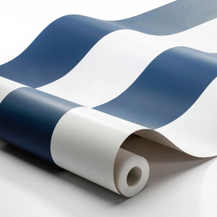 Borastapeter|Papel pintado rayas anchas náutico azul blanco|Papel Pintado