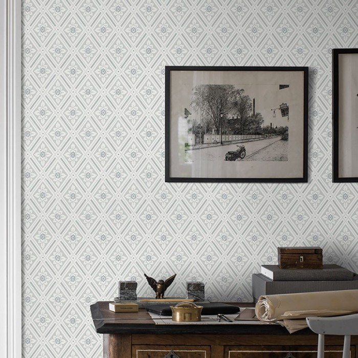 Papel pintado nórdico elegante gris azul - Borastapeter Falsterbo III 7658