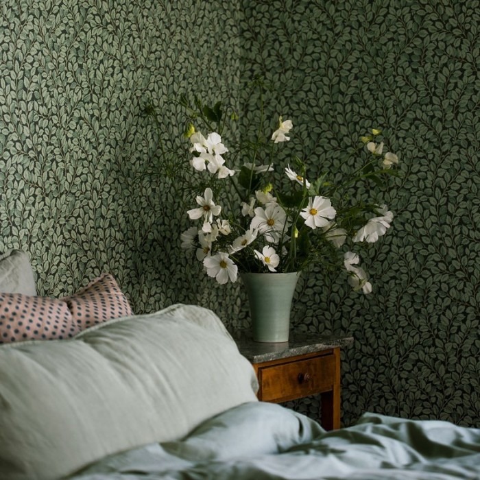 Borastapeter|Tapete nordisch floral Blätter grün schwarz|Tapeten