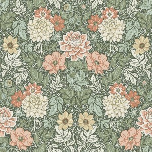 As Creation|Wallpaper cream and silver fern leaves|Scandinavian