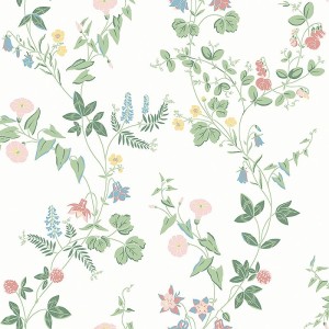 Casadeco|Papel Pintado floral romántico clematitas trepadoras rosa|Romántico