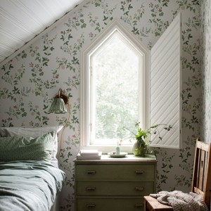 Casadeco|Papel Pintado floral romántico clematitas trepadoras rosa|Romántico 2