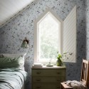 Borastapeter|Wallpaper blue flowers robins romantic birds|Romantic