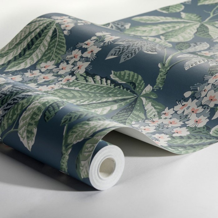 Borastapeter|Tapete dunkelgrau grün Kastanienblätter floral|Tapeten