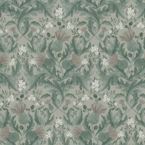 Khroma|Florale Tapete Beige und Grau mit Glanzakzenten|Tapeten