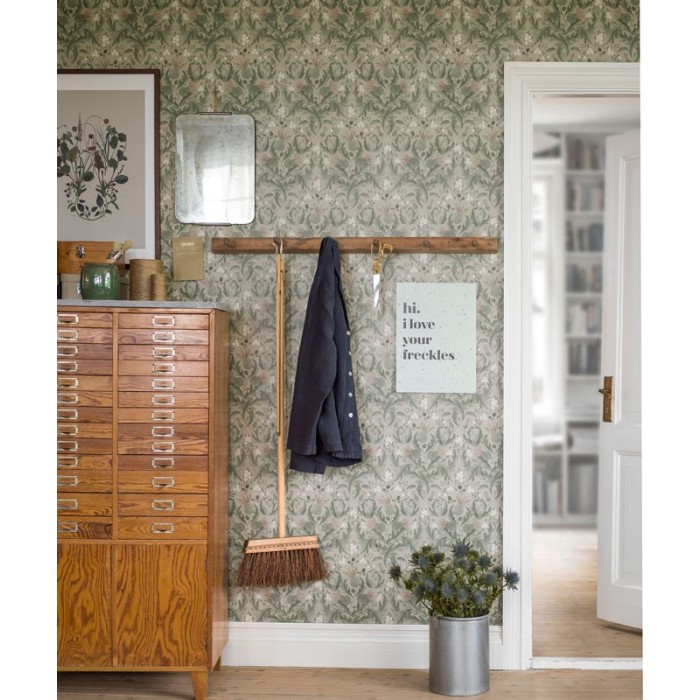 Papel pintado hojas cardo verde - Borastapeter In Bloom 7203