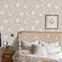 Borastapeter|Wallpaper brown beige large stem flowers|Wallpaper