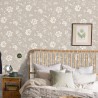 Borastapeter|Wallpaper brown beige large stem flowers|Wallpaper