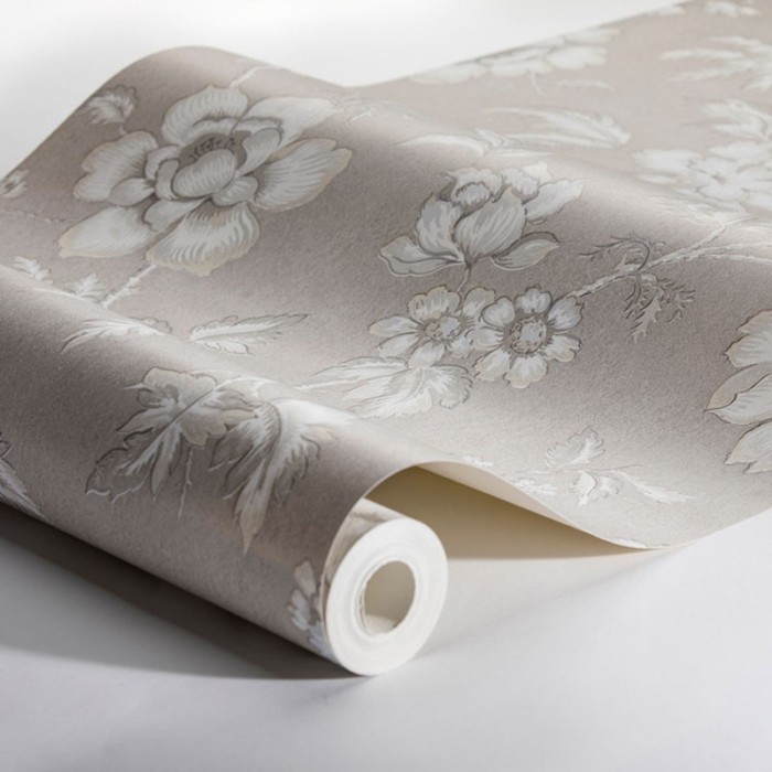 Borastapeter|Papier peint fleurs grandes tiges marron beige|Papier Peint