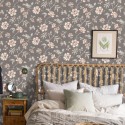 Borastapeter|Papier peint grandes fleurs classique marron terne|Papier Peint