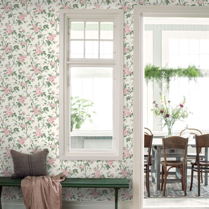 Borastapeter|Papel pintado floral enredadera rosas romántico|Papel Pintado