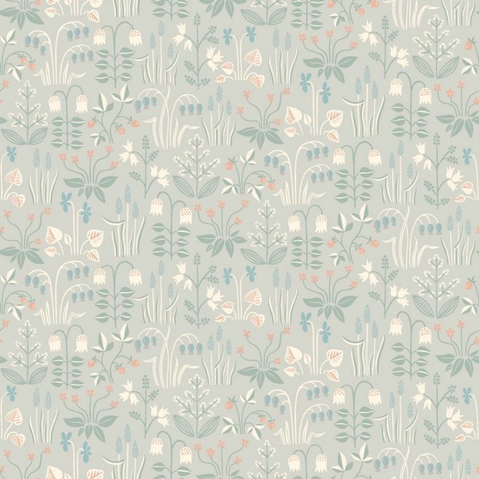 Borastapeter|Papel pintado floral gris pastel|Papel Pintado