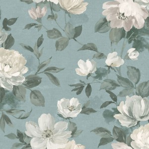 Papeldecor|Papier peint floral plantes sauvages vert turquoise|Papier Peint