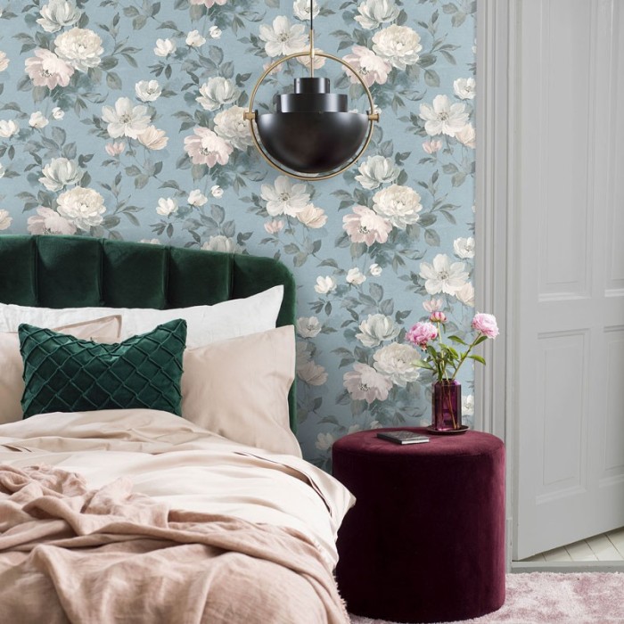 Borastapeter|Papel pintado peonias flores grandes blancas verde|Papel Pintado