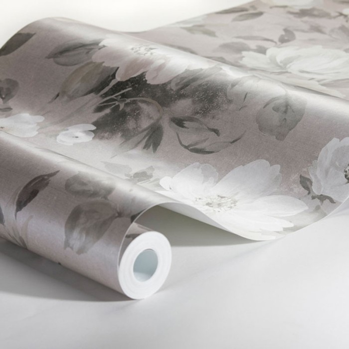 Papel pintado peonias elegante gris rosa pálido - Borastapeter In Bloom 7225
