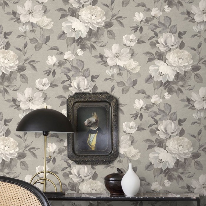 Borastapeter|Tapete silbergrau floral|Tapeten