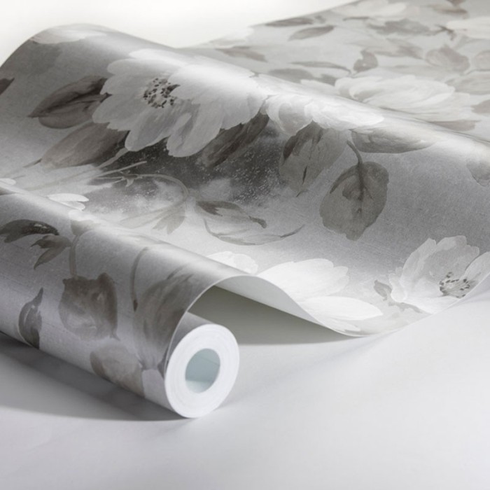Borastapeter|Papier peint floral gris argenté|Papier Peint