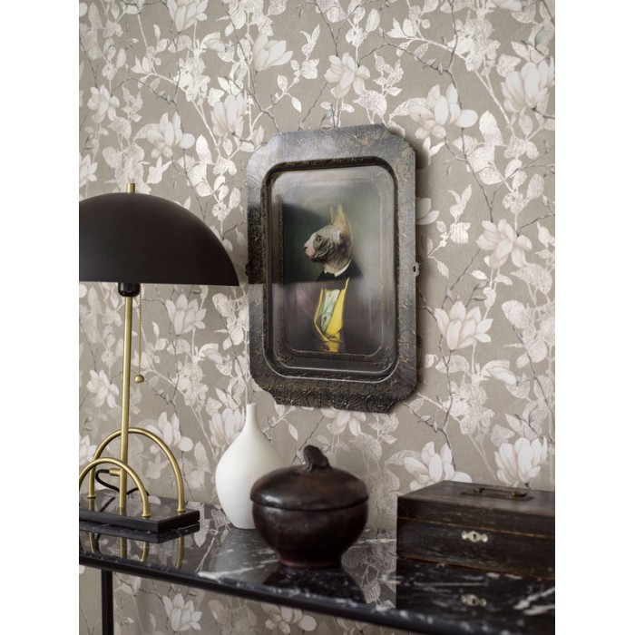 Papel pintado magnolias blancas plateado - Borastapeter In Bloom 7227