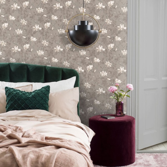 Papel pintado magnolias blancas plateado - Borastapeter In Bloom 7227