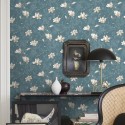 Borastapeter|Wallpaper blue shimmer white magnolias|Wallpaper