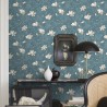 Borastapeter|Wallpaper blue shimmer white magnolias|Wallpaper