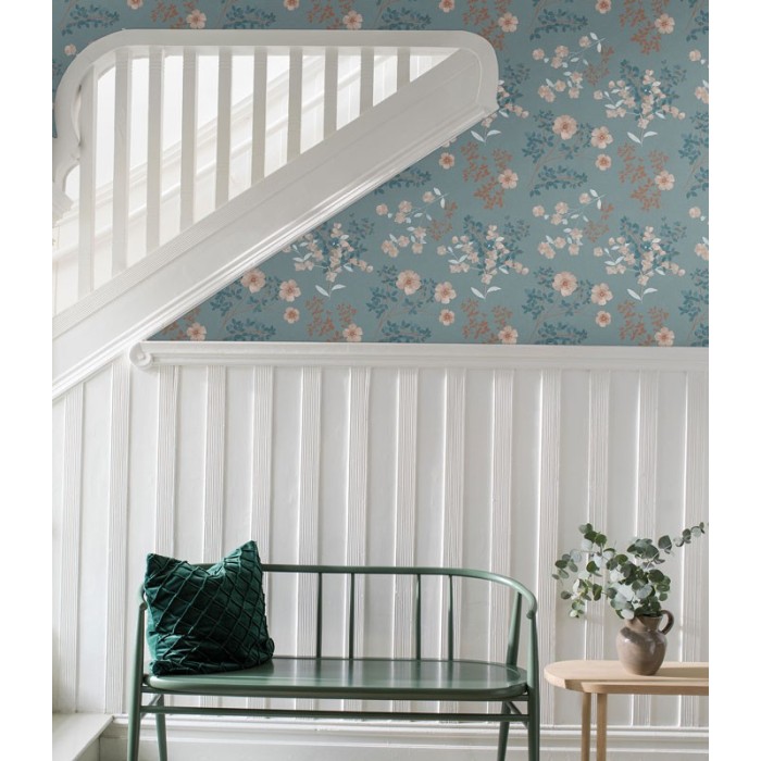 Papel pintado flores hojas estilizadas metalizado - Borastapeter In Bloom 7232