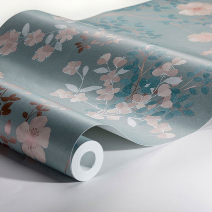 Borastapeter|Papier peint fleurs feuilles stylisées métalliques|Papier Peint