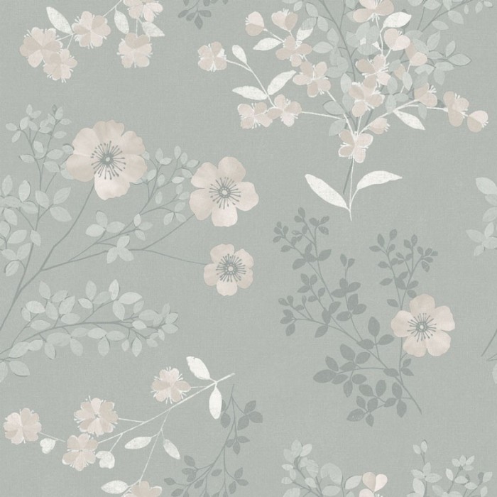 Papel pintado flores gris plata metalizado - Borastapeter In Bloom 7233