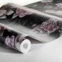 Borastapeter|Wallpaper dark green foliage pink flowers|Wallpaper