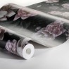Borastapeter|Wallpaper dark green foliage pink flowers|Wallpaper
