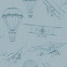 Papeldecor|Papier peint enfant avions et montgolfières bleu|Liquidation