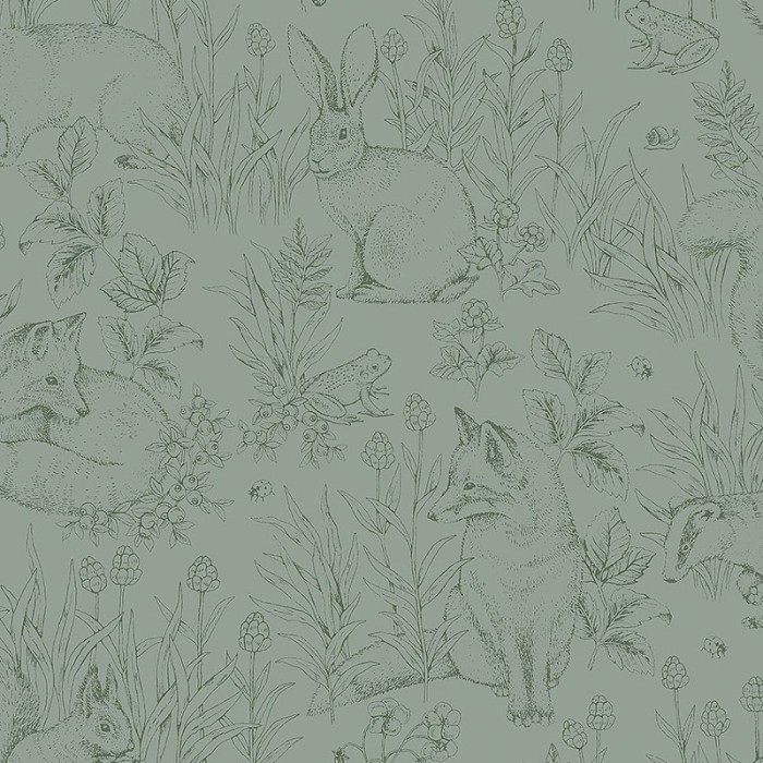 Borastapeter|Papel pintado infantil nórdico animales flora|Papel Pintado