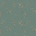 Borastapeter|Papier peint Art Déco floral turquoise doré|Papier Peint