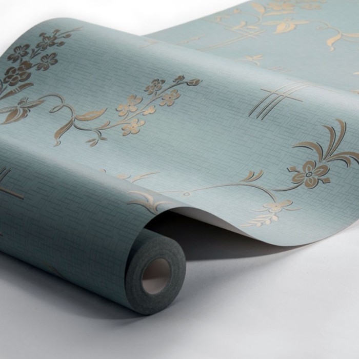 Borastapeter|Papel pintado Art Deco floral turquesa dorado|Papel Pintado