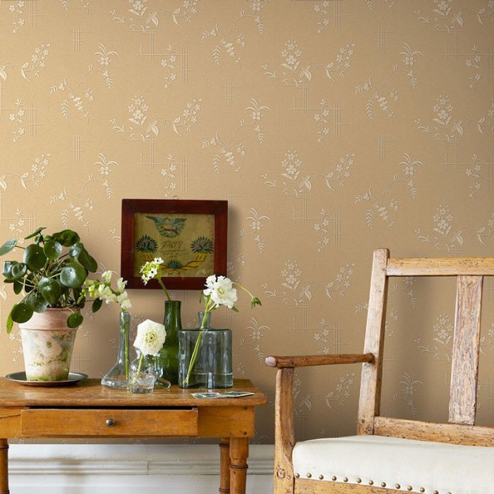 Borastapeter|Tapete Art Déco gelb grau metallisch floral|Tapeten