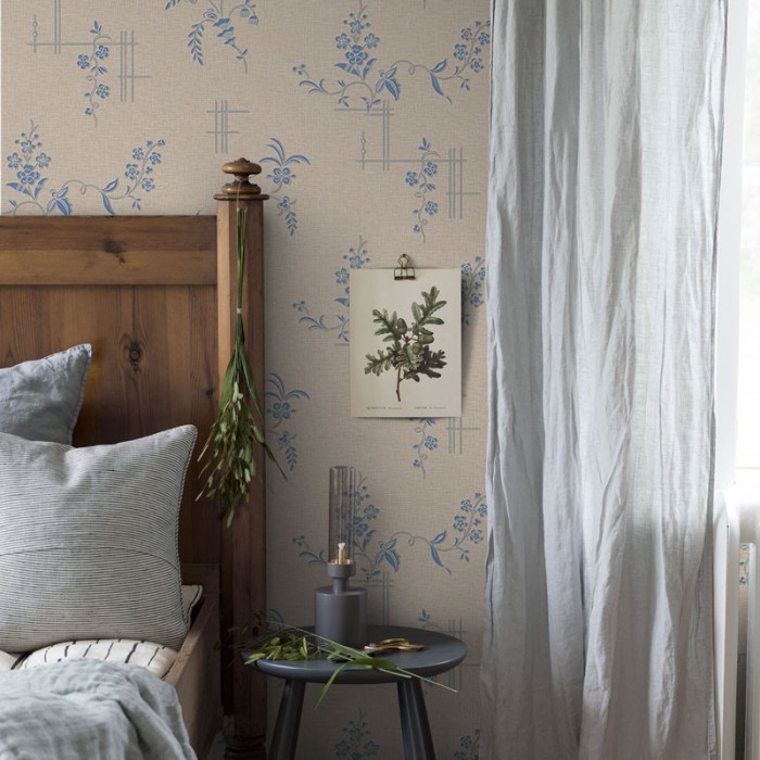 Borastapeter|Papel pintado clásico motivos azules bronce|Papel Pintado