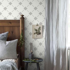 Papeldecor|Große tropische Blätter in Grün und Grau|Tapeten