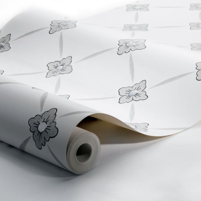 Borastapeter|Papier peint floral oblique blanc gris|Papier Peint