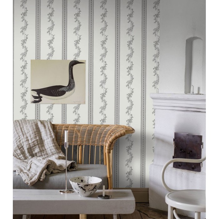 Borastapeter|Papier peint floral lianes blanches grises|Papier Peint